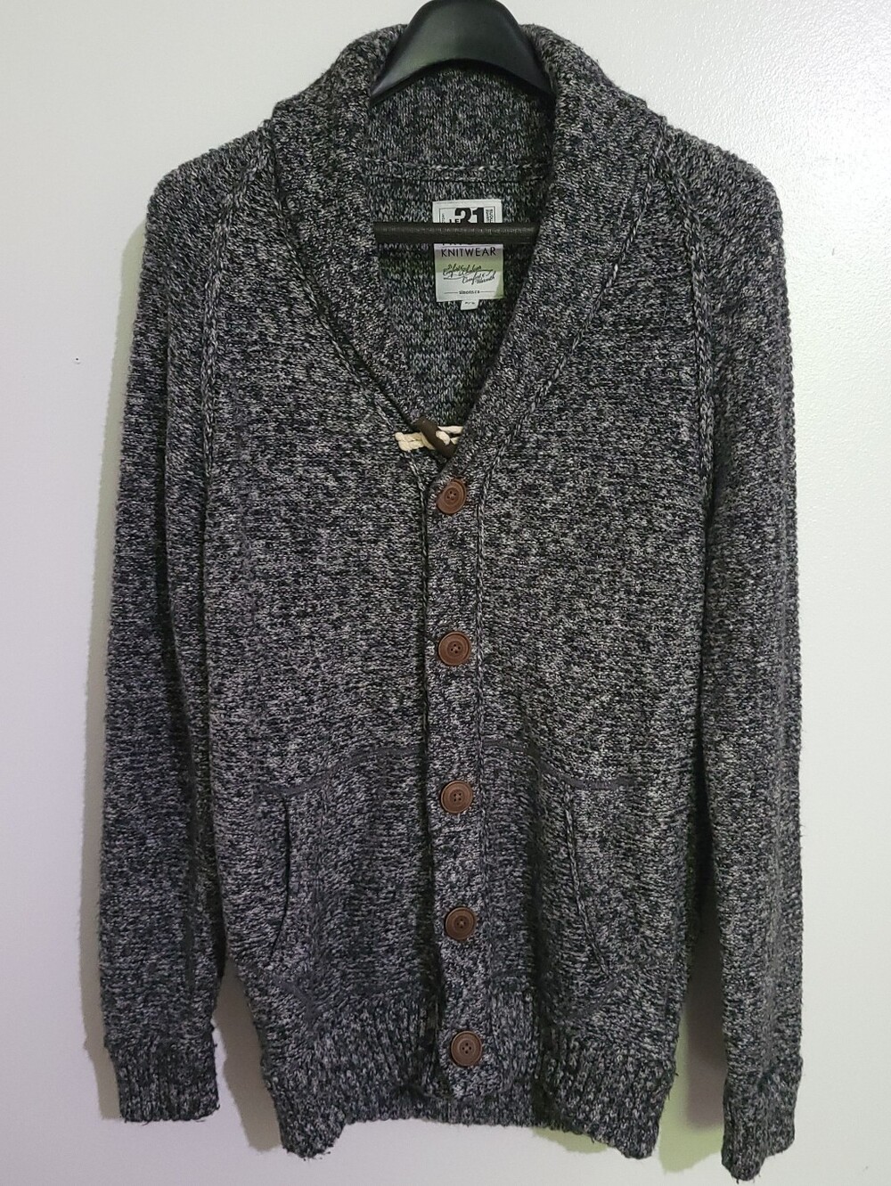 Le 31 Gray Marled Shawl Collar Cardigan Sweater Size S